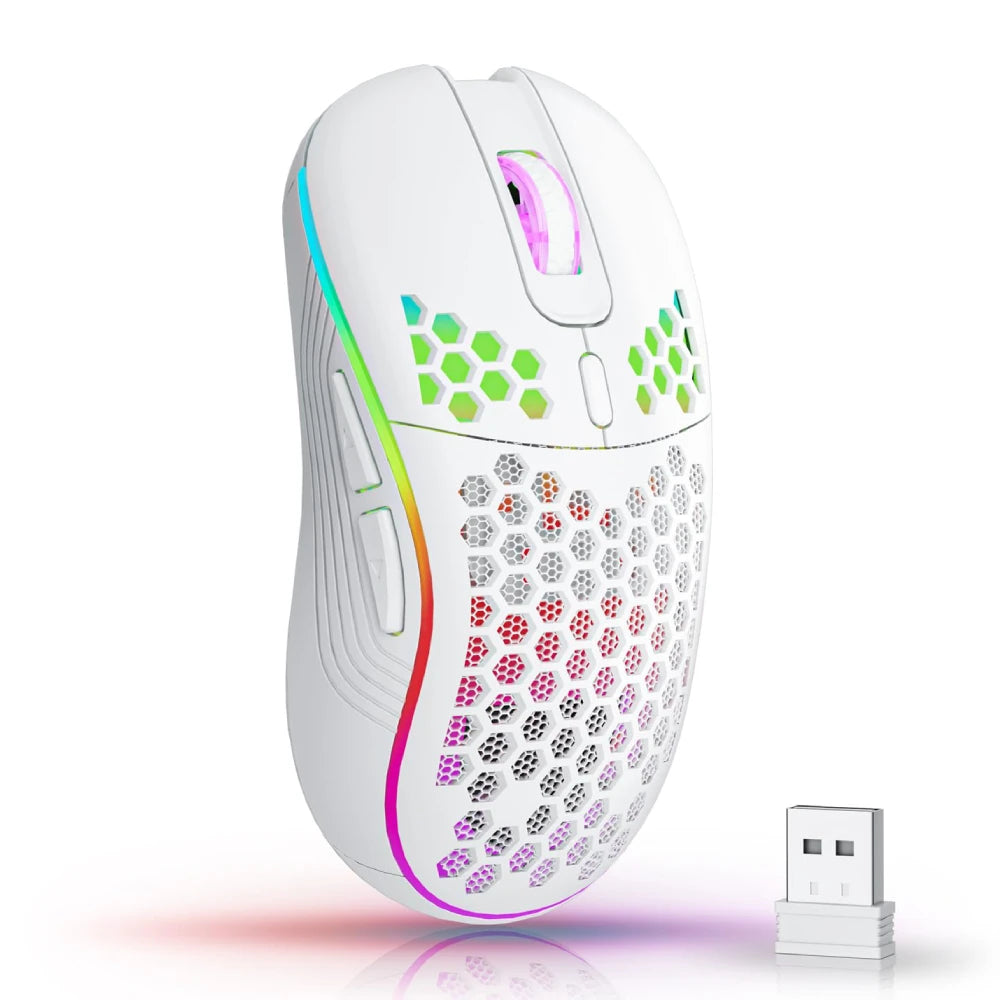 2.4G Wireless RGB Mouse Adjustable DPI Honeycomb Design 