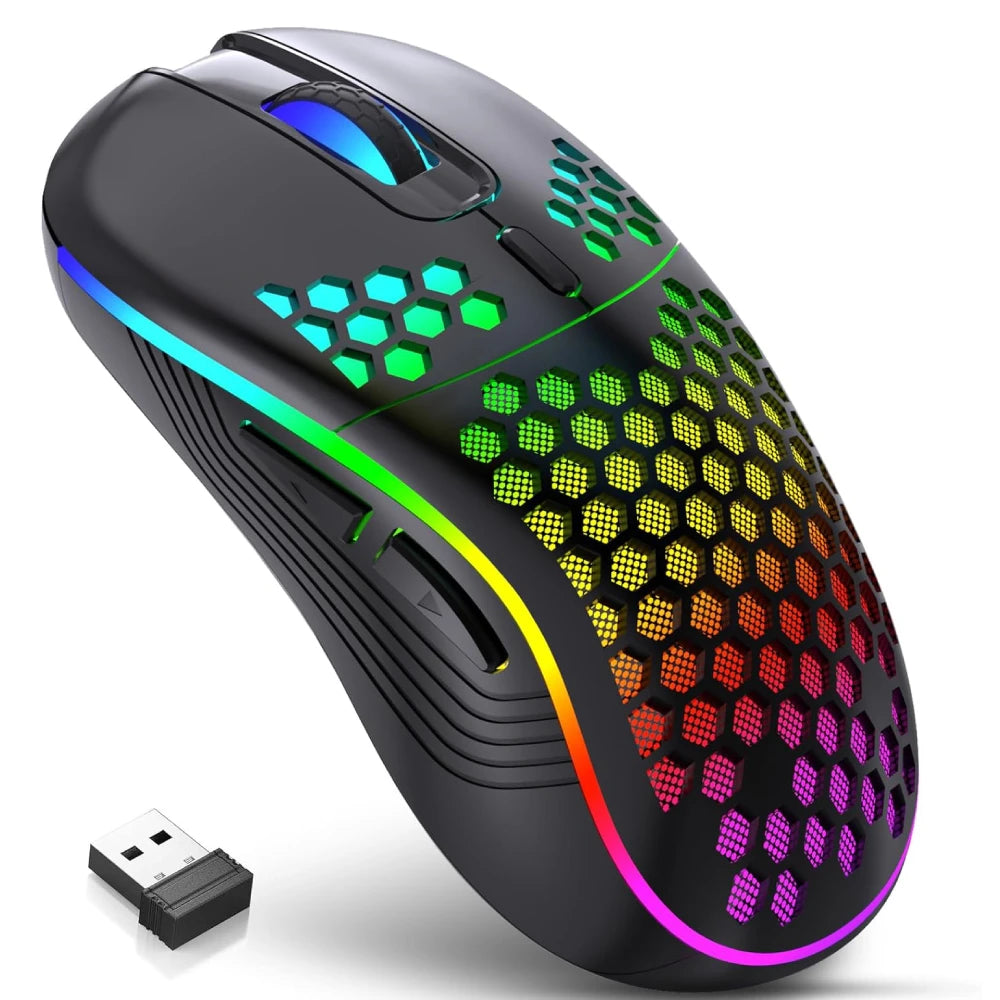 2.4G Wireless RGB Mouse Adjustable DPI Honeycomb Design 