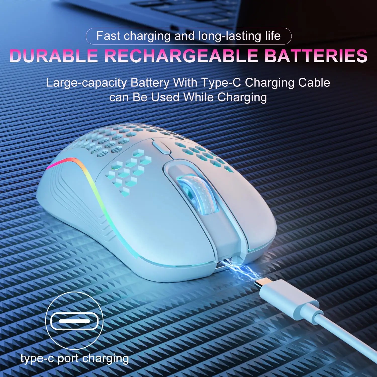 2.4G Wireless RGB Mouse Adjustable DPI Honeycomb Design 