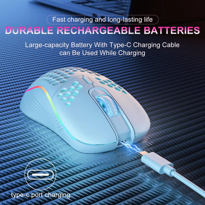2.4G Wireless RGB Mouse Adjustable DPI Honeycomb Design 
